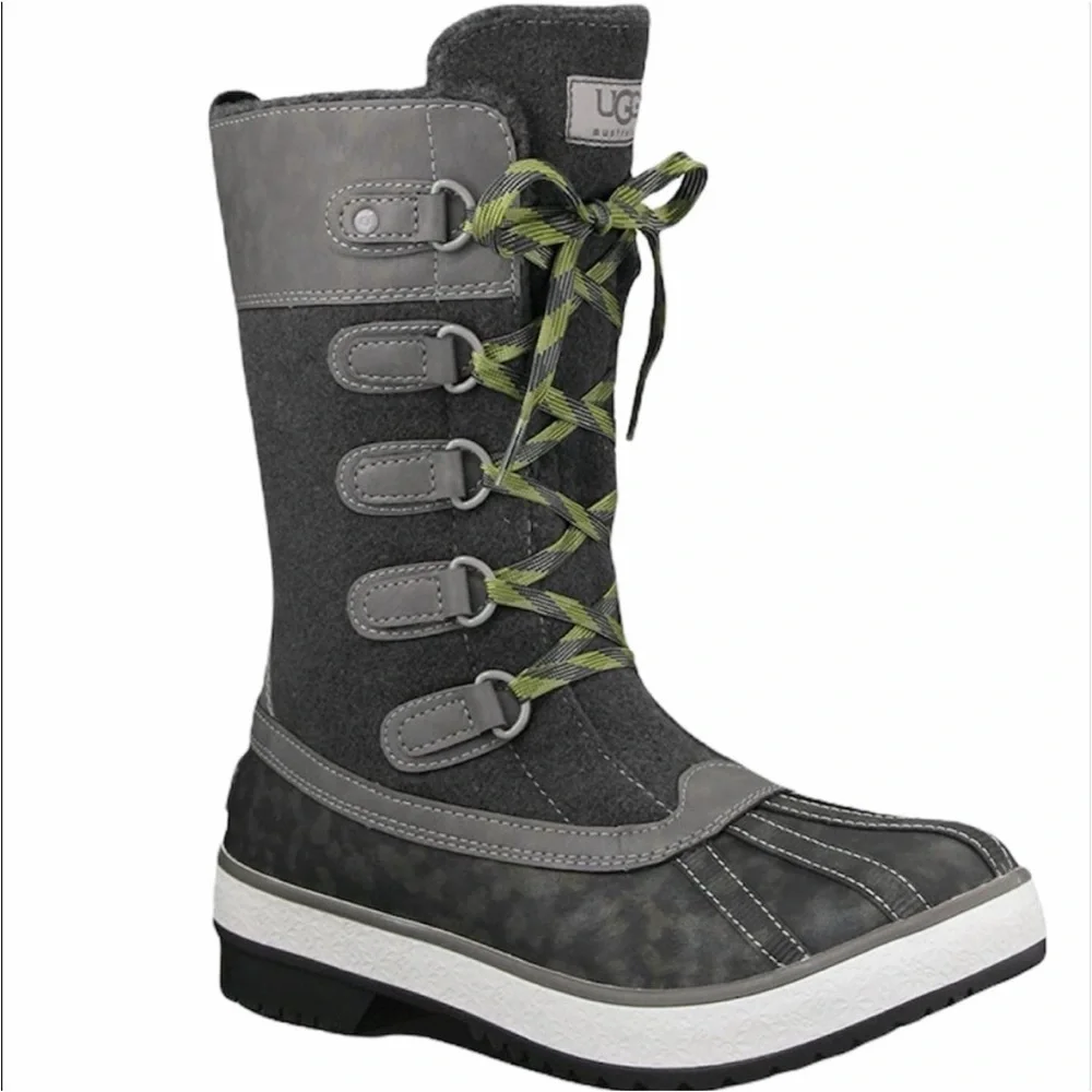 UGG Baroness Duck Boots Women’s 6 Waterproof Tall Snow Boots in Charcoal Gray
